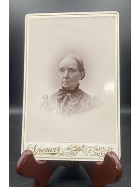 Cabinet Card Lady in Dress Glasses Brooch Spencer Salem Ohio Late 1800s